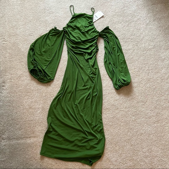 ZARA GREEN MIDI DRESS - Picture 10 of 16